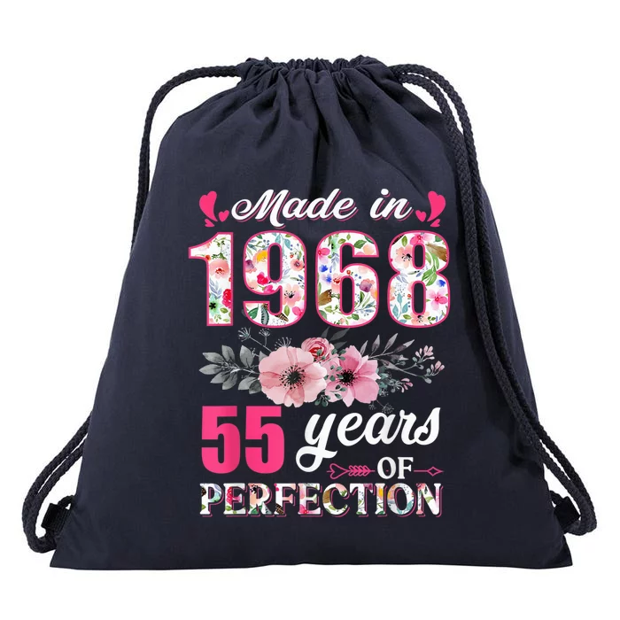 Made In 1968 Floral 55 Year Old 55th Birthday Present Gifts Wo Drawstring Bag