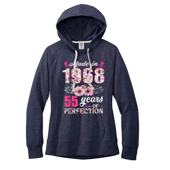 Made In 1968 Floral 55 Year Old 55th Birthday Present Gifts Wo Women's Fleece Hoodie