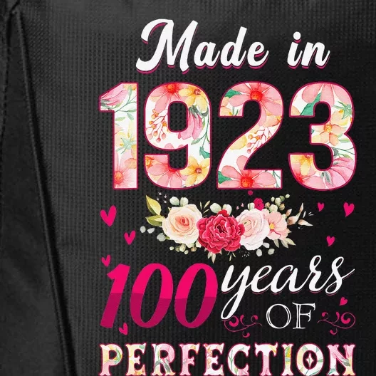 Made In 1923 100 Years Of Perfection Flowers Birthday Gifts City Backpack