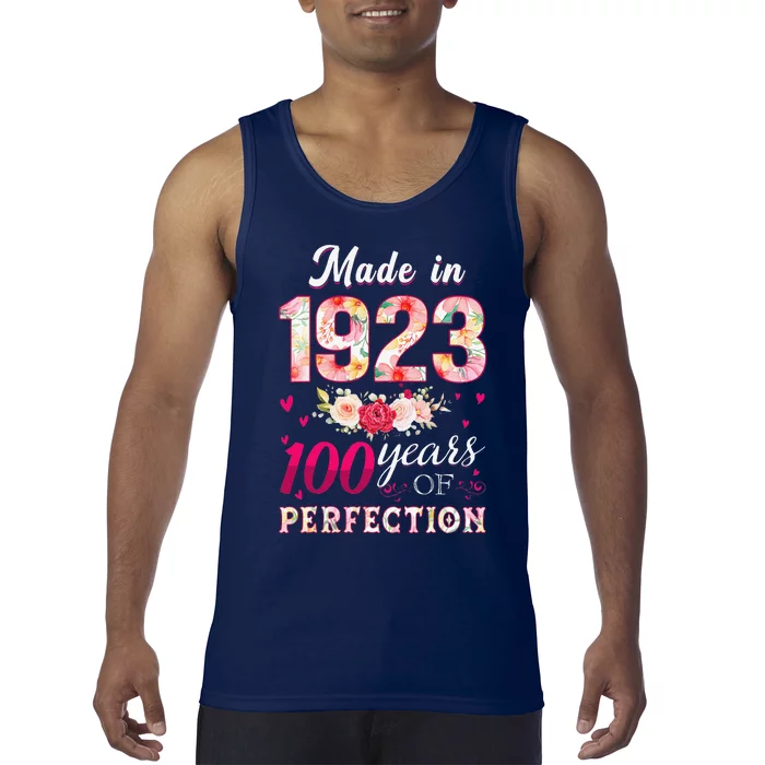 Made In 1923 100 Years Of Perfection Flowers Birthday Gifts Tank Top