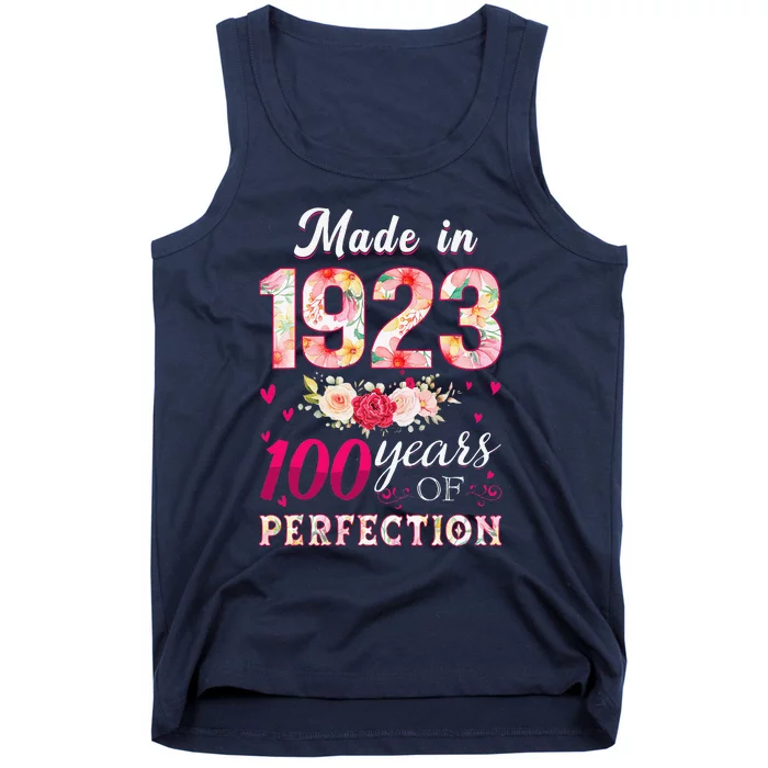 Made In 1923 100 Years Of Perfection Flowers Birthday Gifts Tank Top