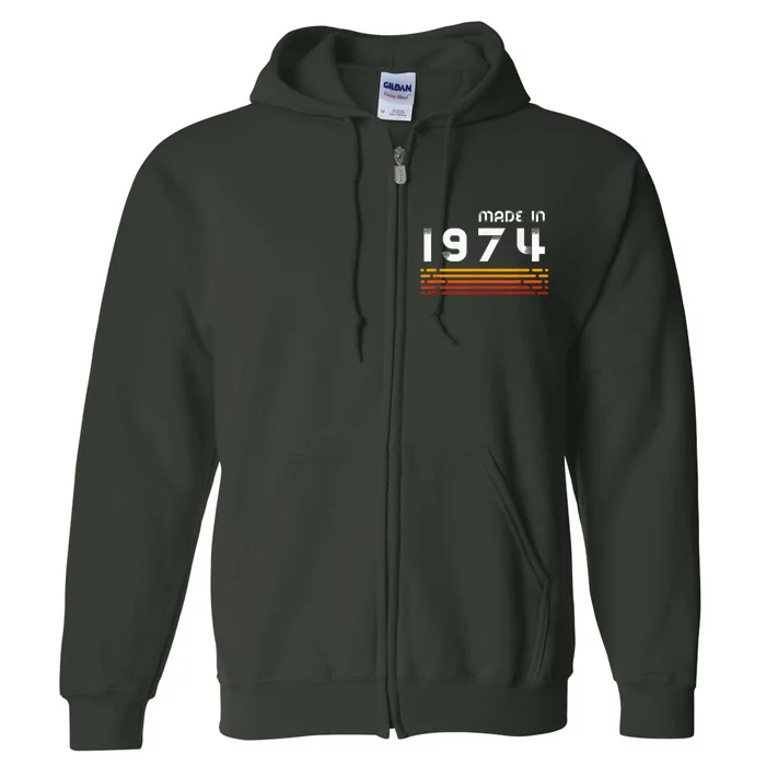 Made In 1974 - Vintage Retro 48th Birthday Full Zip Hoodie