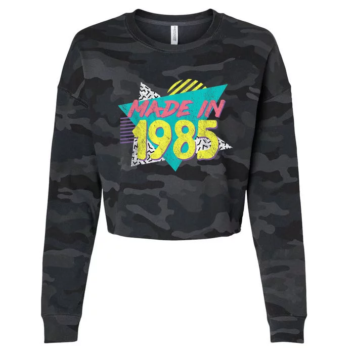 Made In 1985 Retro Vintage 38th Birthday Cropped Pullover Crew