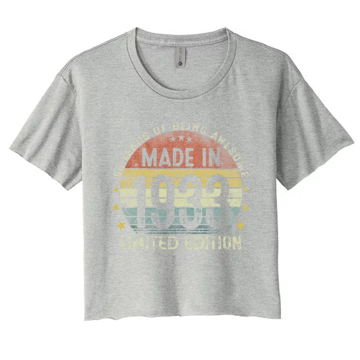 Made In 1933 90 Years Old 90th Birthday Gifts For Love Women's Crop Top Tee