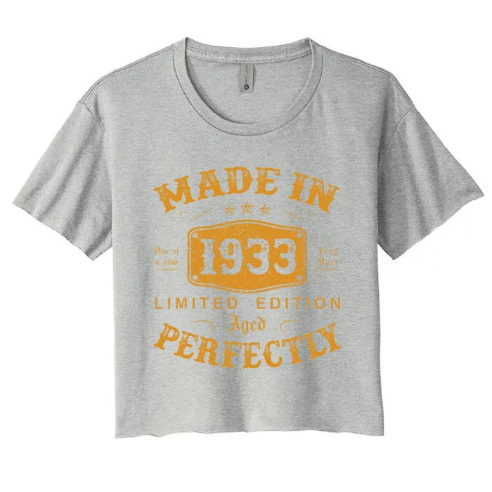 Made In 1933 90 Years Old 90th Birthday Gifts For Women's Crop Top Tee