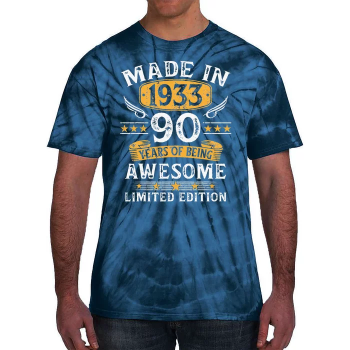 Made In 1933 90 Years Old Gifts 90th Birthday Gift For Tie-Dye T-Shirt