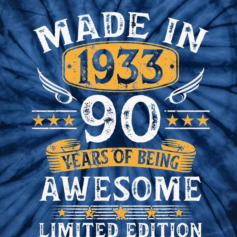 Made In 1933 90 Years Old Gifts 90th Birthday Gift For Tie-Dye T-Shirt