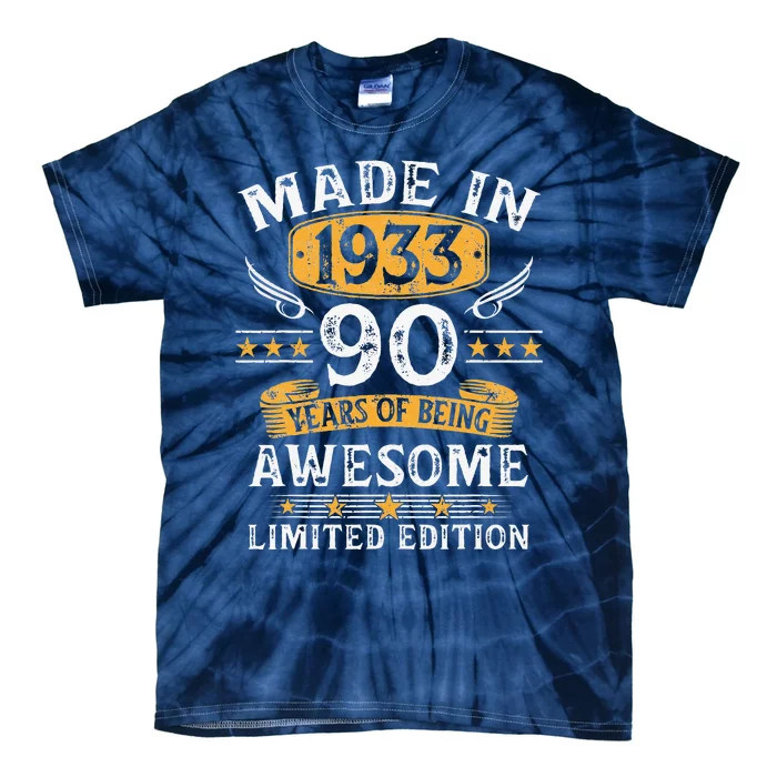 Made In 1933 90 Years Old Gifts 90th Birthday Gift For Tie-Dye T-Shirt