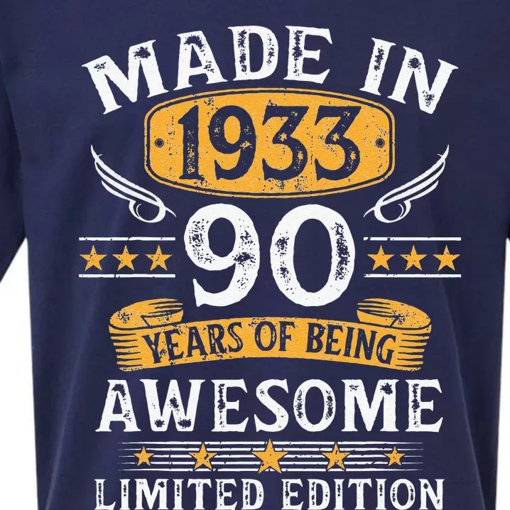 Made In 1933 90 Years Old Gifts 90th Birthday Gift For Sueded Cloud Jersey T-Shirt