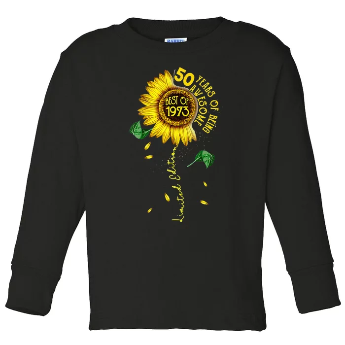 Made In 1973 Sunflower 50th Birthday Gift Women 50 Year Old Toddler Long Sleeve Shirt