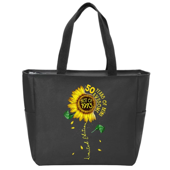 Made In 1973 Sunflower 50th Birthday Gift Women 50 Year Old Zip Tote Bag