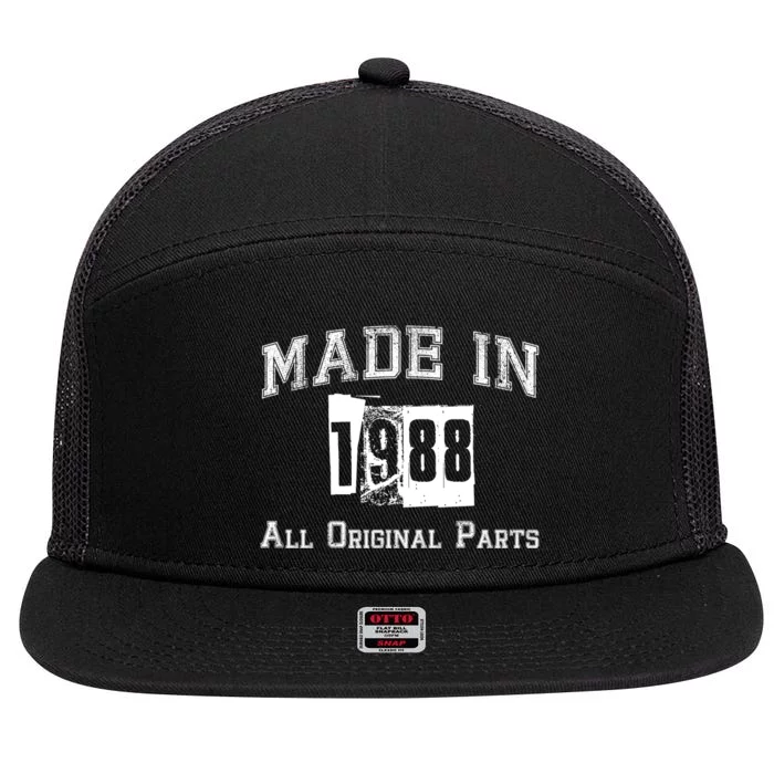 Made In 1988 Funny Anniversary Gift 7 Panel Mesh Trucker Snapback Hat