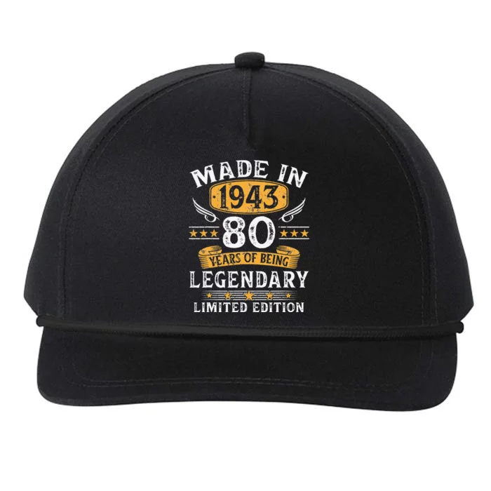 Made In 1943 Limited Edition 80 Year Old 80th Birthday Gifts Snapback Five-Panel Rope Hat