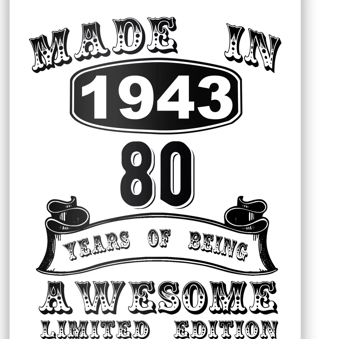 Made In 1943 80 Years Old Gifts 80th Birthday Gift For M.e Poster