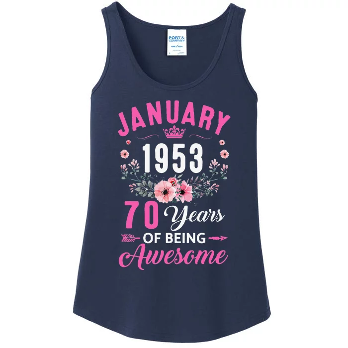 Made In 1953 70 Years Old January 70Th Birthday Women Ladies Essential Tank