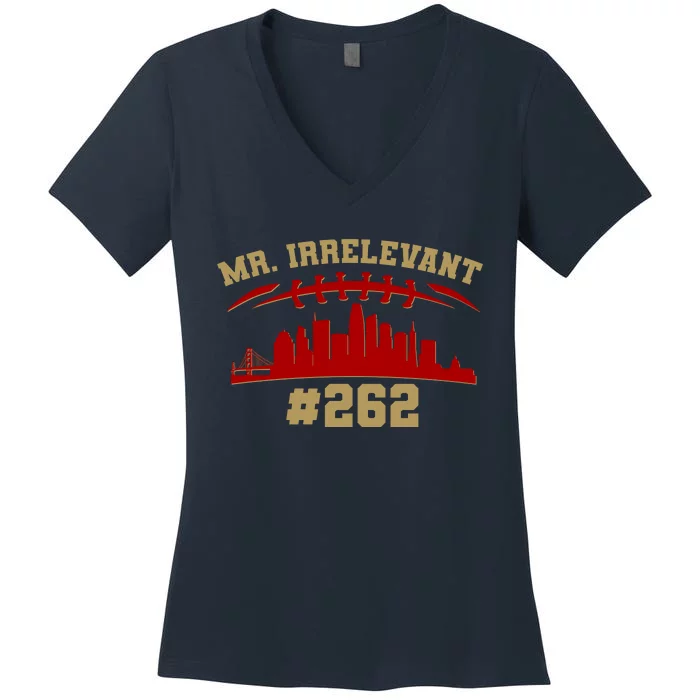 Mr. Irrelevant #262 San Francisco Football Team Colors Women's V-Neck T-Shirt