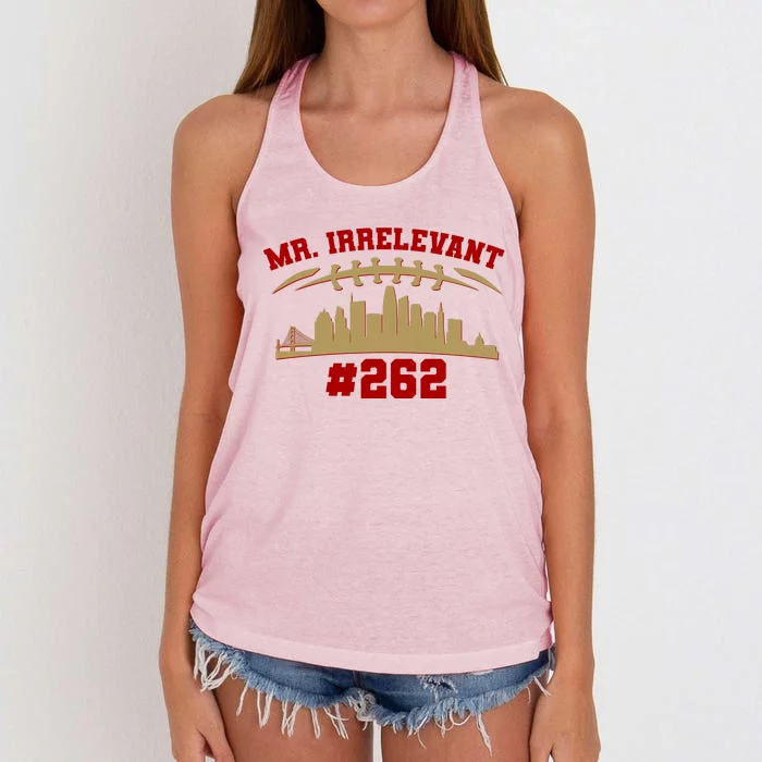 Mr. Irrelevant #262 San Francisco Football Team Colors Women's Knotted Racerback Tank