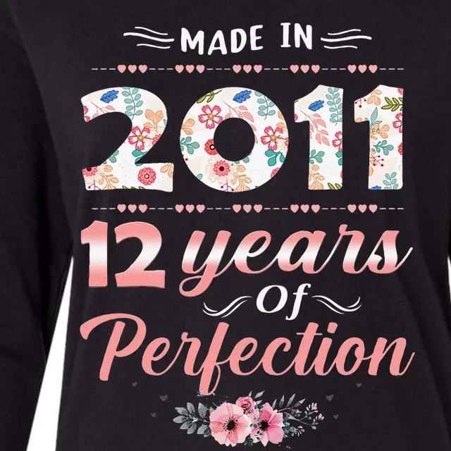 Made In 2011 Floral 12 Year Old Perfection 12th Birthday Womens Cotton Relaxed Long Sleeve T-Shirt