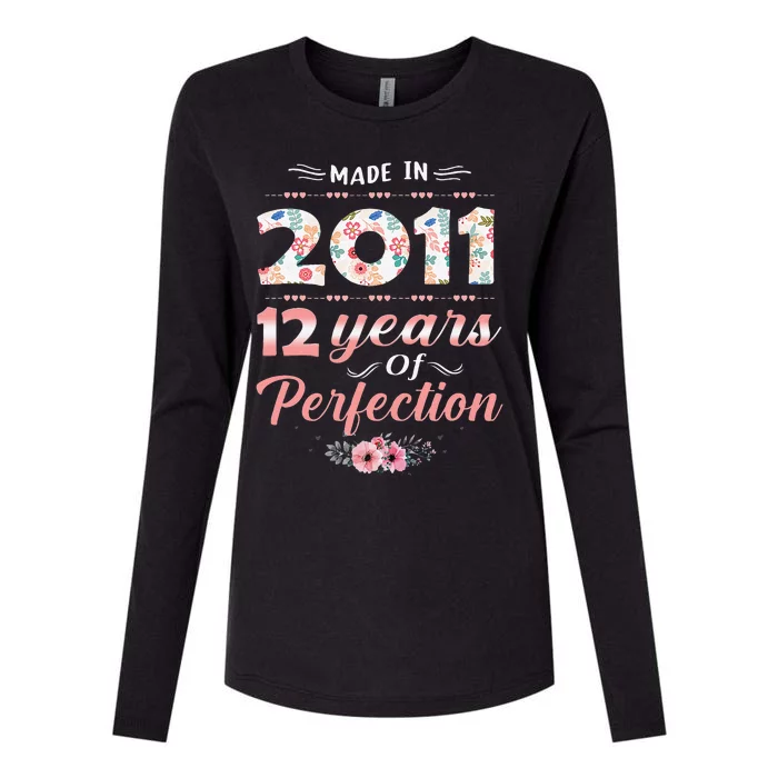 Made In 2011 Floral 12 Year Old Perfection 12th Birthday Womens Cotton Relaxed Long Sleeve T-Shirt