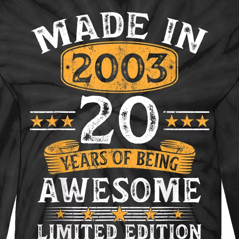 Made In 2003 20 Years Old 20th Birthday Gifts For m.e.n Tie-Dye Long Sleeve Shirt