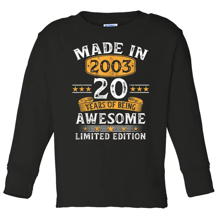 Made In 2003 20 Years Old 20th Birthday Gifts For m.e.n Toddler Long Sleeve Shirt