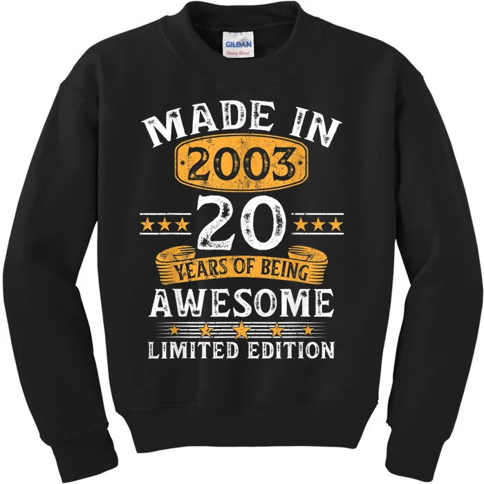 Made In 2003 20 Years Old 20th Birthday Gifts For m.e.n Kids Sweatshirt