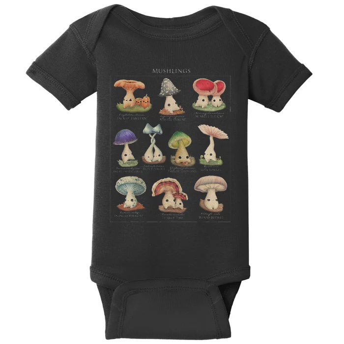 Mushling Identification 2nd Edition Botanical Mushroom Baby Bodysuit