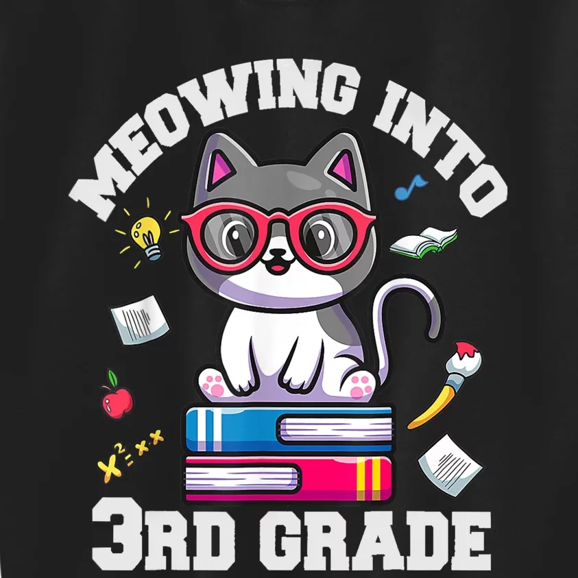 Meowing Into 3rd Grade Funny Back To School Cat Lovers Kids Sweatshirt