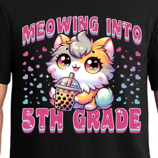 Meowing Into 5th Grade Girl Back To School Gift Pajama Set