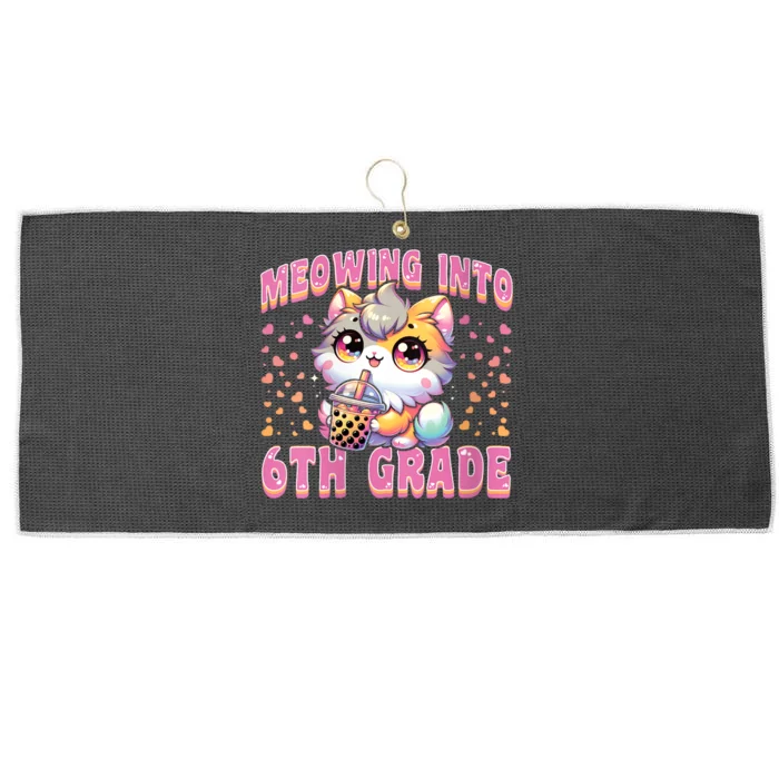 Meowing Into 6th Grade Girl Back To School Gift Large Microfiber Waffle Golf Towel