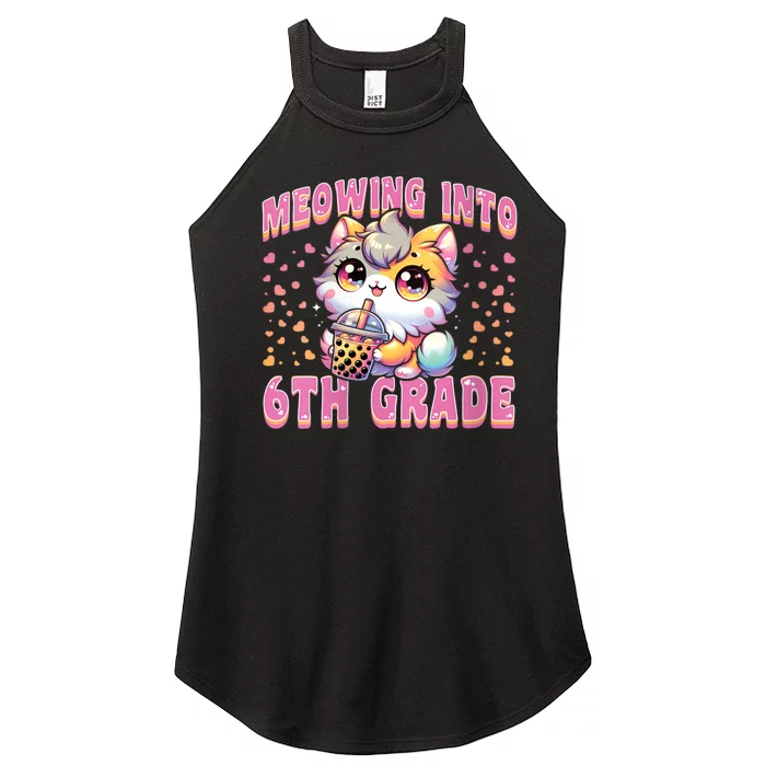 Meowing Into 6th Grade Girl Back To School Gift Women’s Perfect Tri Rocker Tank