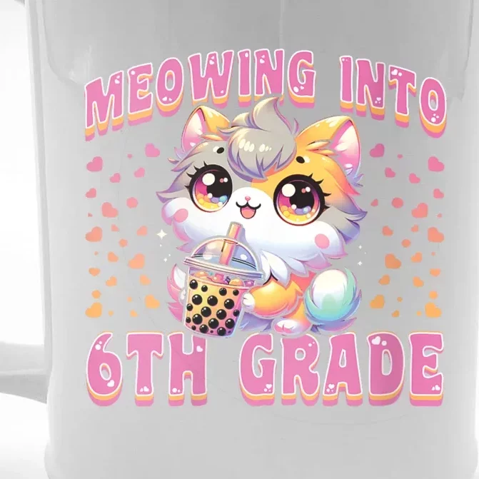 Meowing Into 6th Grade Girl Back To School Gift Front & Back Beer Stein