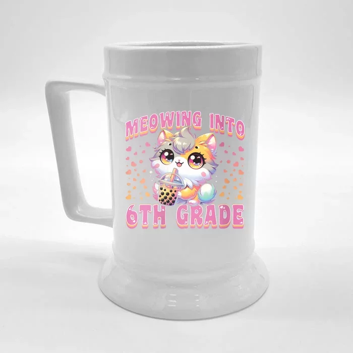 Meowing Into 6th Grade Girl Back To School Gift Front & Back Beer Stein