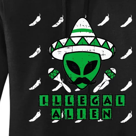 Martian Illegal Alien Mexican Area 51 Funny Halloween Gift Women's Pullover Hoodie