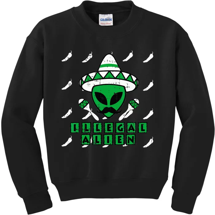 Martian Illegal Alien Mexican Area 51 Funny Halloween Gift Kids Sweatshirt