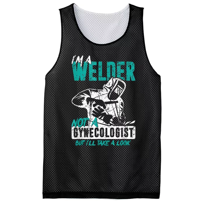 Men Im A Welder Not A Gynecologist Funny Welding Mesh Reversible Basketball Jersey Tank