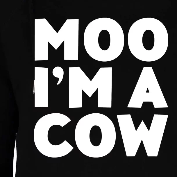 Moo Im A Cow Costume Womens Funnel Neck Pullover Hood