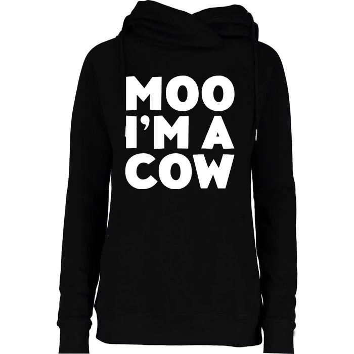 Moo Im A Cow Costume Womens Funnel Neck Pullover Hood