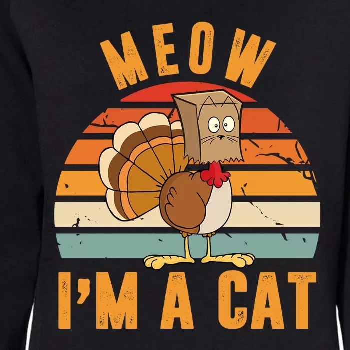 Meow I'm A Cat Retro Sunset Funny Turkey Womens California Wash Sweatshirt