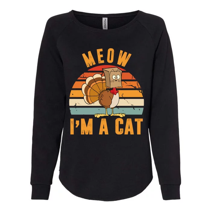 Meow I'm A Cat Retro Sunset Funny Turkey Womens California Wash Sweatshirt