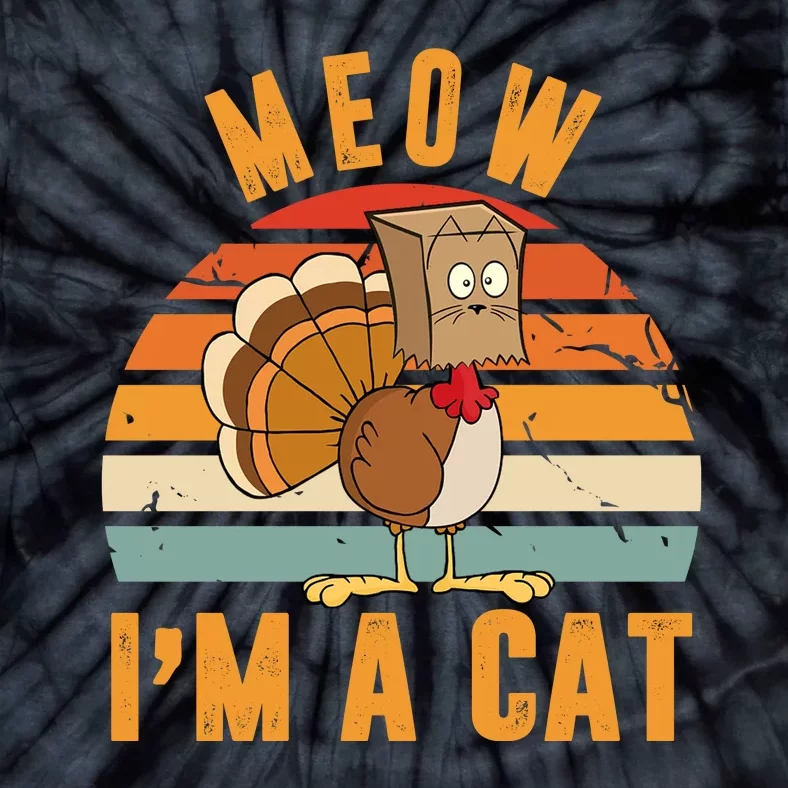 Meow I'm A Cat Retro Sunset Funny Turkey Tie-Dye T-Shirt