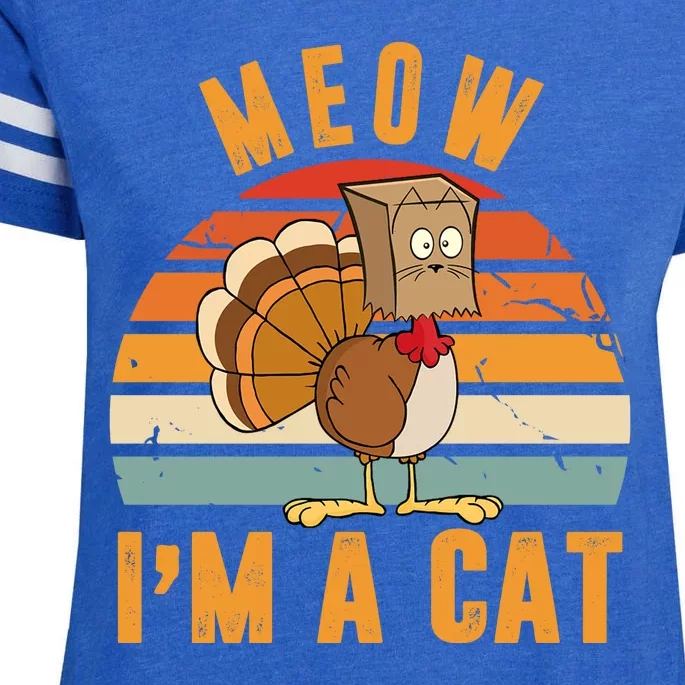 Meow I'm A Cat Retro Sunset Funny Turkey Enza Ladies Jersey Football T-Shirt