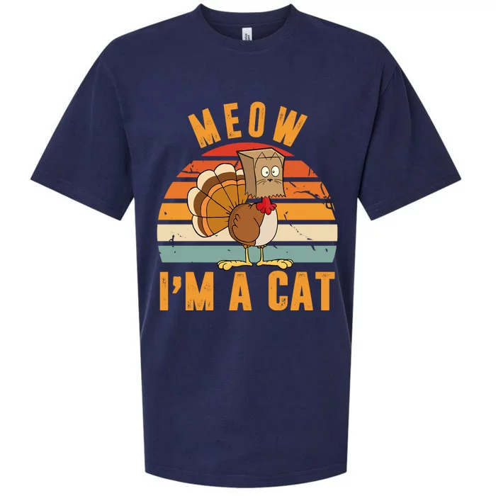 Meow I'm A Cat Retro Sunset Funny Turkey Sueded Cloud Jersey T-Shirt