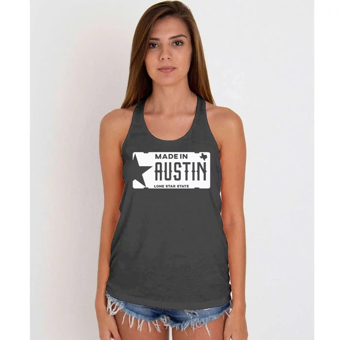 Made In Austin Texas Born In Atx The City Of Legends Women's Knotted Racerback Tank