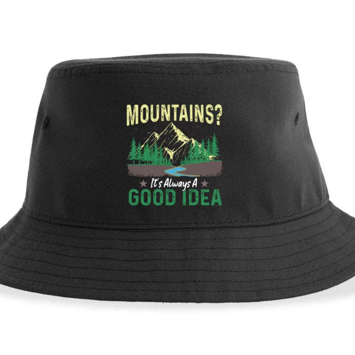 Mountains ? It's Always A Good Idea Camping Vintage Sustainable Bucket Hat