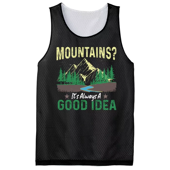 Mountains ? It's Always A Good Idea Camping Vintage Mesh Reversible Basketball Jersey Tank