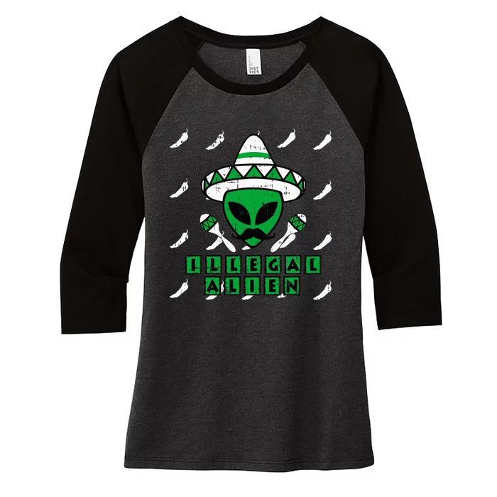 Martian Illegal Alien Mexican Area 51 Funny Halloween Gift Women's Tri-Blend 3/4-Sleeve Raglan Shirt