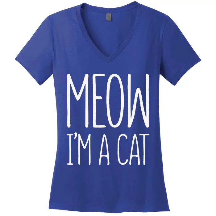 Meow Im A Cat Halloween Costume Women's V-Neck T-Shirt