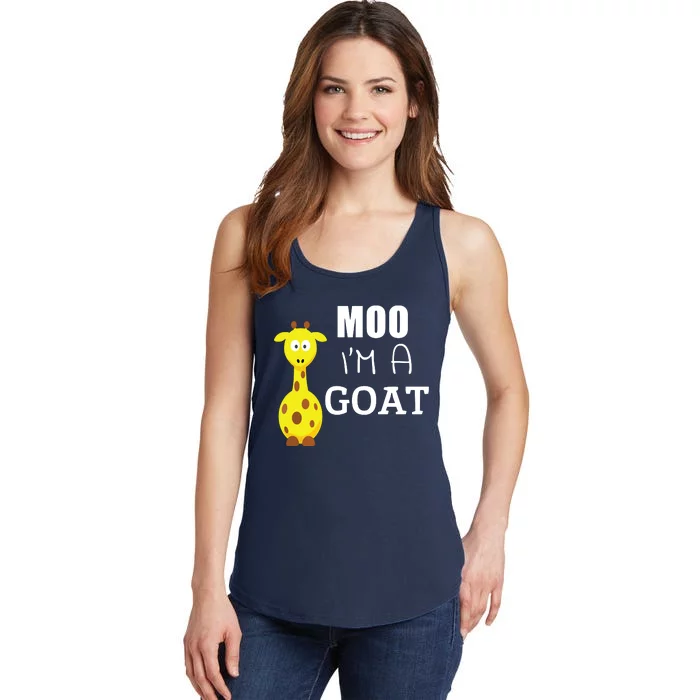 Moo Im A Goat Funny Cartoon Giraffe Graphic Ironic Tee Ladies Essential Tank