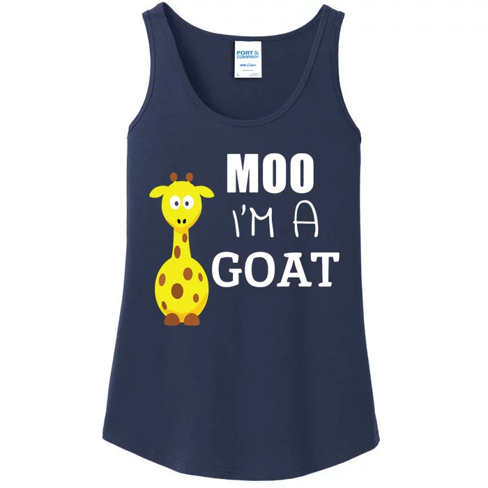 Moo Im A Goat Funny Cartoon Giraffe Graphic Ironic Tee Ladies Essential Tank